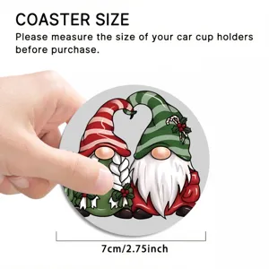Christmas Gnome Car Coaster Cute Silicone Cup Mat Anti-Slip Drink Coaster 7cm Diam