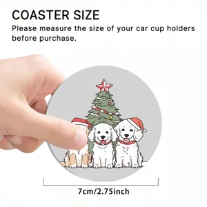 Lindo posavasos de coche de perro de Navidad 7cm tapete antideslizante de silicona