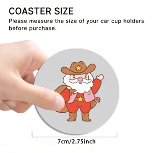 Kerst auto onderzetter 7cm absorberend diatomeeënaarde kopjesmat schattige cowboy kerstman