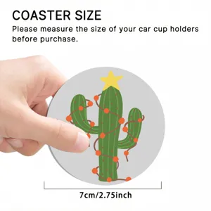 Cartoon Christmas cactus car cup coaster non-slip absorbent automotive interior pad 7cm