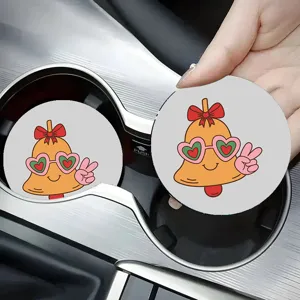 Cute cartoon car cup coaster non-slip rubber auto drink holder insert detail view 1pc