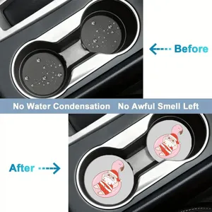 Car cup holder coasters anti slip silicone absorbent mats set for automotive interior decor