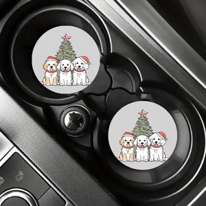 Lindos posavasos de coche de Navidad para portavasos, accesorio de silicona antideslizante.