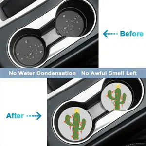 Cute cartoon print car cup coaster anti-slip absorbent mat for vehicle interior decor