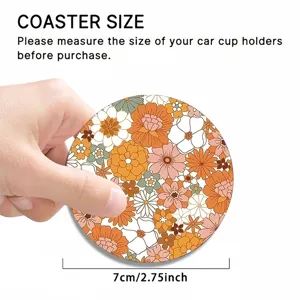 Retro floral sous-verre de voiture 7cm rond antiderapant tapis de tasse pour decoration.