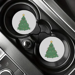 Kerstboom auto bekker onderzetter, absorberende diatomaceus aarde ronde drankmat voor auto.