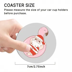 Car anti-slip cup coaster, 7cm round silicone coaster with cute Santa design for auto.