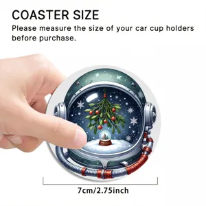 Christmas astronaut car cup coaster, 7cm non-slip vehicle drink holder insert pad decor.