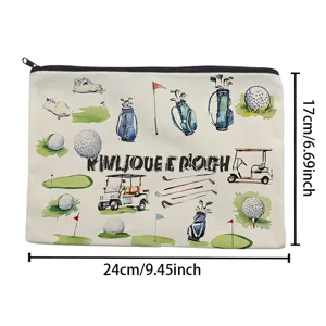 Canvas golf makeup bag zipper pouch large capacity portable travel cosmetic storage bag