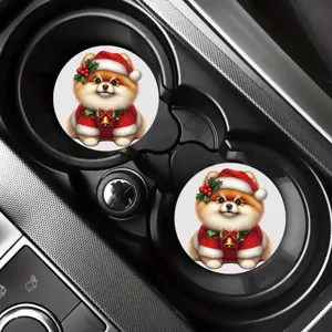 Sous-verres de voiture de Noël, tapis de boisson pour chien mignon détails de déco auto.