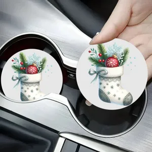Sous-verres de voiture de Noël en céramique absorbante porte-gouttes festifs accessoires