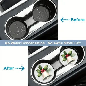 Noël sous-verre de voiture, tapis antidérapant absorbant pour porte-gobelet auto.