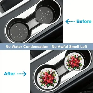 Sottobicchieri natalizi per auto floreali tappetini assorbenti decorativi per veicoli