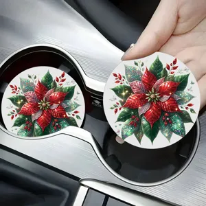 Sottobicchiere per Auto in Silicone Antiscivolo Termoisolante Tappetino per Portabicchieri Vintage Albero di Natale Omino di Pan di Zenzero Angelo Accessorio per Auto