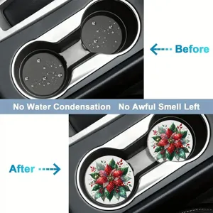 Sottobicchieri per portabicchieri auto ceramica assorbente natale floreale antiscivolo