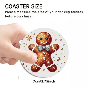 Sottobicchiere auto omino pan di zenzero 7cm tondo antiscivolo silicone tappetino portabicchieri