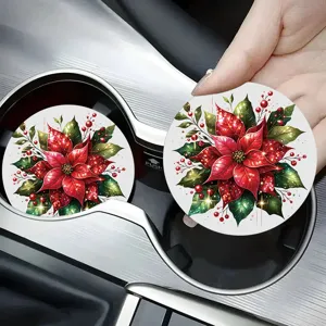 Tema Natalizio Sottobicchieri per Portabicchieri Auto in Silicone Assorbente Antiscivolo Accessori per Decorazione Tavola Festa