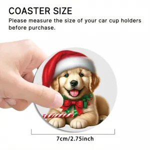 Sottobicchiere per auto di Natale impermeabile simpatico cucciolo tappetino tazza 7cm