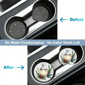 Dessous de verre de voiture de Noel absorbant porte-tasse insert decor de fete antiderapant