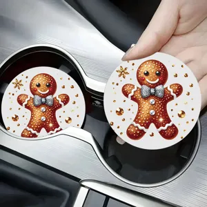 Simpatico sottobicchiere per auto omino di pan di zenzero, tappetino antiscivolo per bevande.