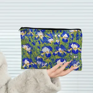 Canvas Makeup Bag Zipper Cosmetic Pouch Portable Travel Storage Bag Cute Cartoon Printed Toiletry Organizer Handbag For Women