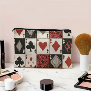 Retro Spielkarten Druck Kosmetiktasche große Kapazität Make-up Etui mit Reißverschluss Tasche