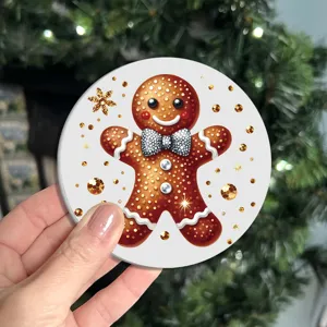 Natale omino di pan di zenzero rotondo Sottobicchiere decorazione tavola festa casa
