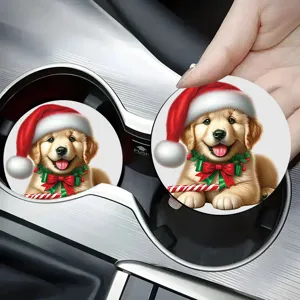 Sottobicchieri per auto di Natale, simpatico design di cucciolo golden retriever, accessori.