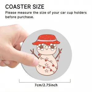 Car cup coaster anti-slip round mat 7cm winter cute snowman design for auto interior accessories