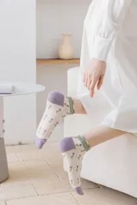 Calzini corti stile coreano diamante floreale dettaglio, calzini da caviglia carini casual.