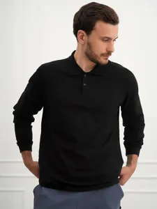 Unisex Long Sleeve Polo Shirt Breathable Polyester Solid Color Casual Workwear Top For Men And Women Basic Daily Wear Shirt
