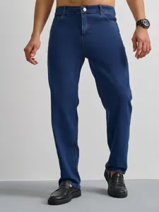 Men's Classic Straight Leg Jeans Washed Cotton Denim Pants Casual Mid Waist Regular Fit Long Trousers Men Fashion Clothes