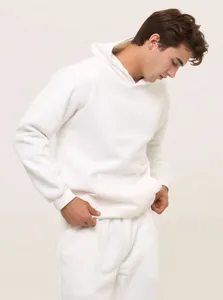 Unisex Solid Color 320g Cotton Blend Hoodie Without Drawstring Oversized Hooded Sweatshirt Long Sleeve Pullover Autumn Winter Casual Sportswear Top