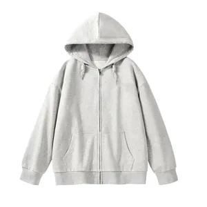 Men casual solid color grey fleece zip up hoodie with hood and pockets detailed view
