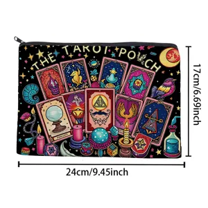 Tarot Pouch Cosmetic Bag Canvas Zipper Makeup Pouch Travel Stationery Organizer Pencil Case 24x17cm