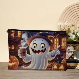 Süße Halloween Geist Druck Leinwand Make-up Tasche tragbare Reise Kosmetik Aufbewahrung Beutel.