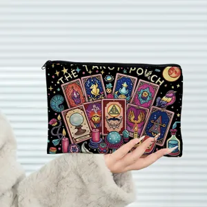 Canvas Cosmetic Bag Travel Zipper Makeup Pouch Portable Stationery Storage Bag Cute Print Toiletry Bag for Women