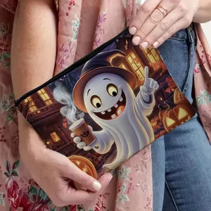 Halloween Geist Druck Leinwand Reißverschluss Kosmetiktasche tragbare Reise Make-up Aufbewahrung