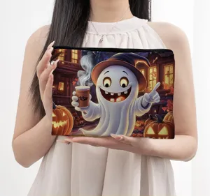 Halloween Geist Kosmetiktasche Leinwand Reise Make-up Beutel tragbarer Kulturbeutel Damen