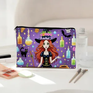 Large capacity cartoon witch cosmetic bag portable travel makeup storage wash bag for women