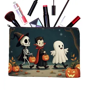 Halloween Leinen Kosmetiktasche tragbare süße Make-up Tasche Reißverschluss Reisespeicher