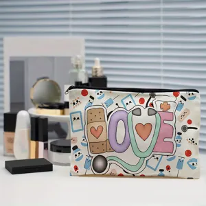 Medical theme canvas makeup bag zipper cosmetic pouch cute nurse pencil case storage organizer