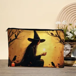 Fantasy witch print cosmetic bag large capacity makeup organizer toiletry storage pouch for women