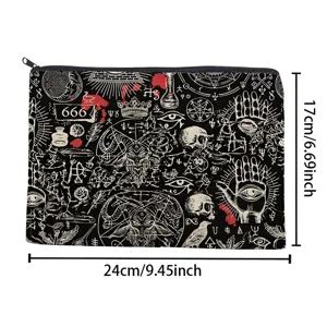 Pochette zippée en toile gothique occulte trousse de maquillage trousse à crayons 24x17cm