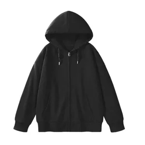 Men's black zip-up hoodie fleece lined casual winter sweatshirt long sleeve activewear