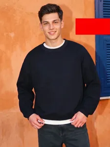 Felpa uomo pesante felpata casual larga manica lunga monocolore top invernale caldo new
