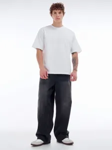Jean homme coupe ample jambe droite délavé pantalon denim casual style streetwear confortable