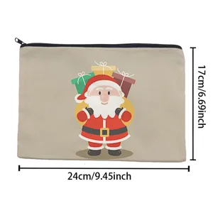 Weihnachten Weihnachtsmann Leinen Reißverschluss Kosmetiktasche Make-up Tasche Etui.