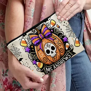 Halloween Leinwand Make-up Tasche Kosmetiktasche Reißverschluss Reise Organizer für Alltag