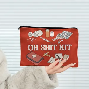 Pochette zippée en toile pour maquillage et papeterie. Sac de rangement portable et pratique.